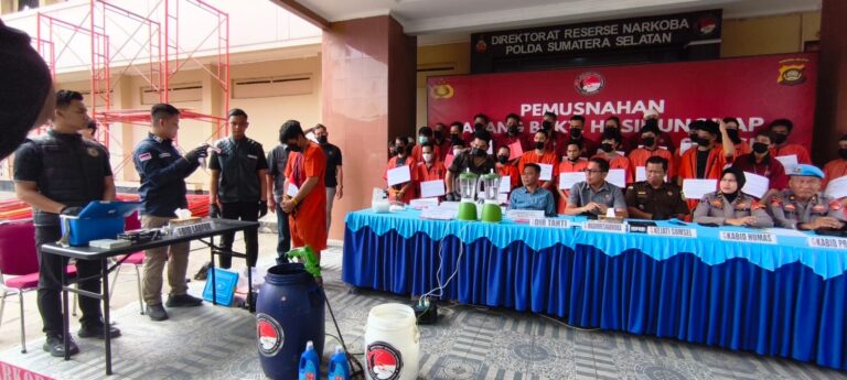 Polda Sumsel Musnahkan Narkoba Senilai Rp2,94 Miliar
